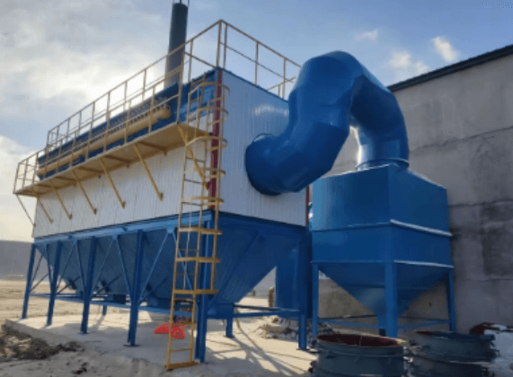 Industrial baghouse dust collector shown in product datasheet preview